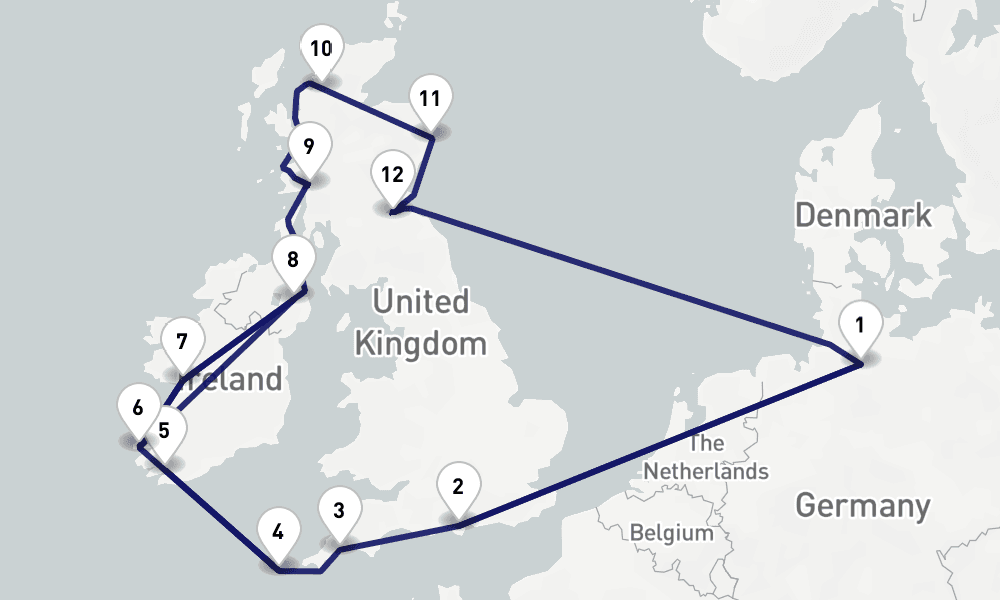 16 nights / 17 days, Hamburg Round trip