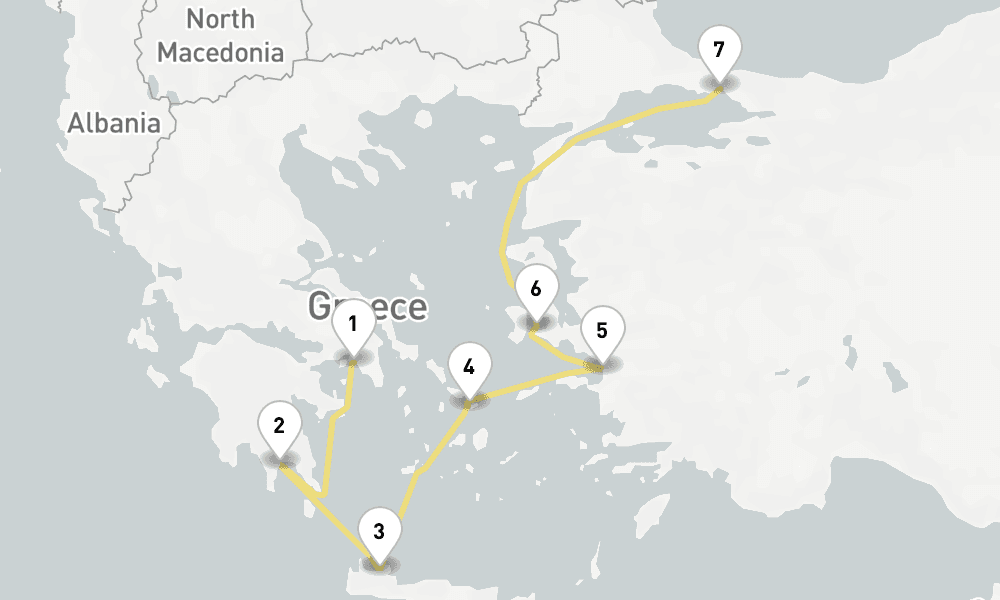 7 nights / 8 days, one-way from Piraeus (Athens, Greece) to Istanbul