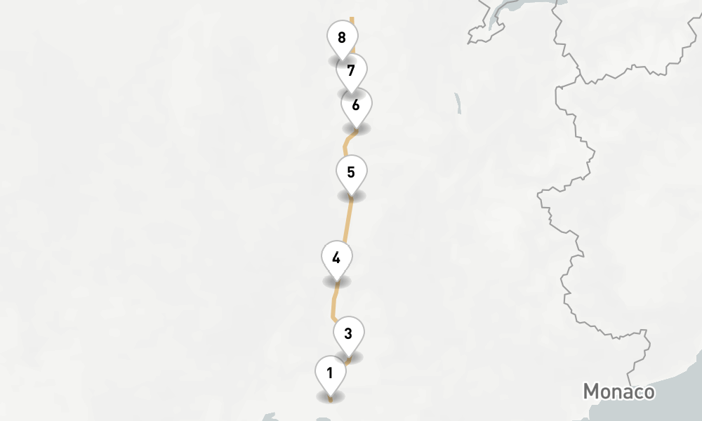 6 nights / 7 days, one-way from Arles to Villefranche-sur-Saone
