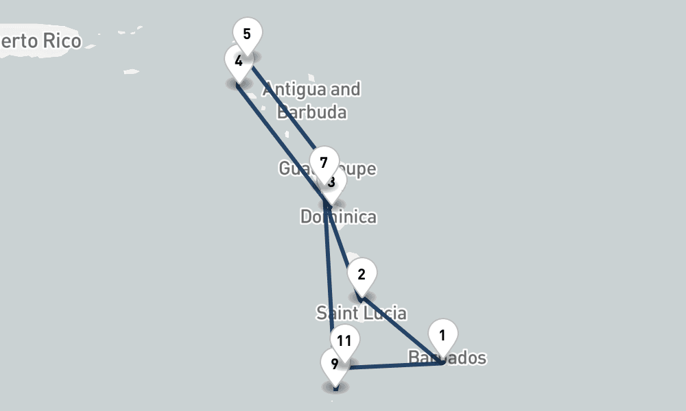 10 nights / 11 days, Bridgetown (Barbados) Round trip