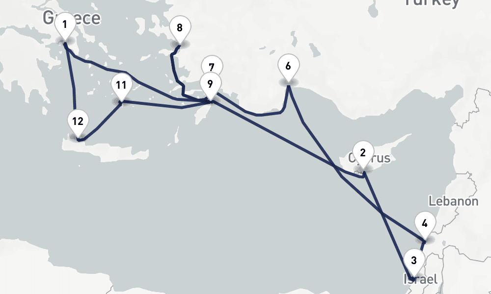 14 nights / 15 days, Piraeus (Athens, Greece) Round trip