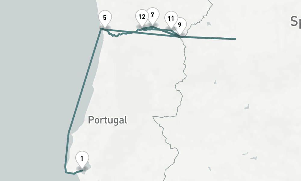 10 nights / 11 days, one-way from Lisbon to Porto