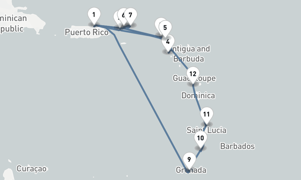 14 nights / 15 days, San Juan (Puerto Rico) Round trip