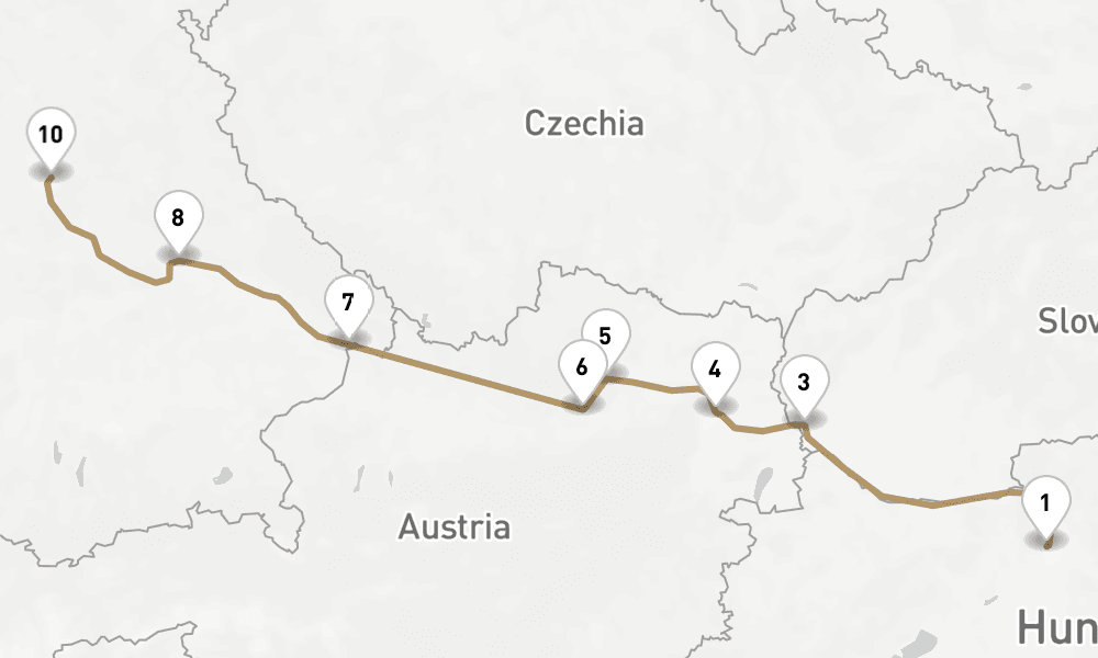 7 nights / 8 days, one-way from Budapest to Nuremberg