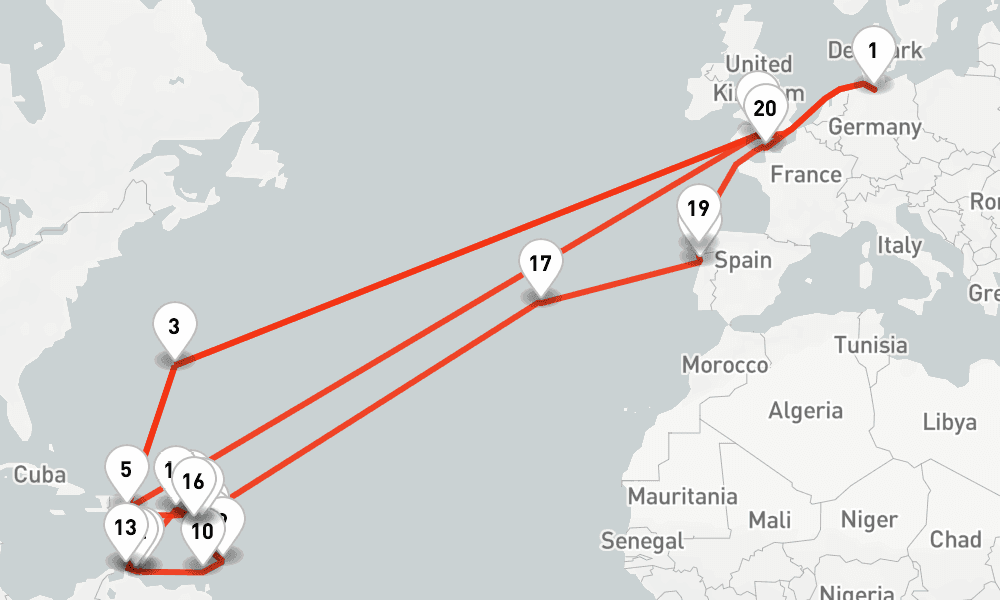 43 nights / 44 days, Hamburg Round trip