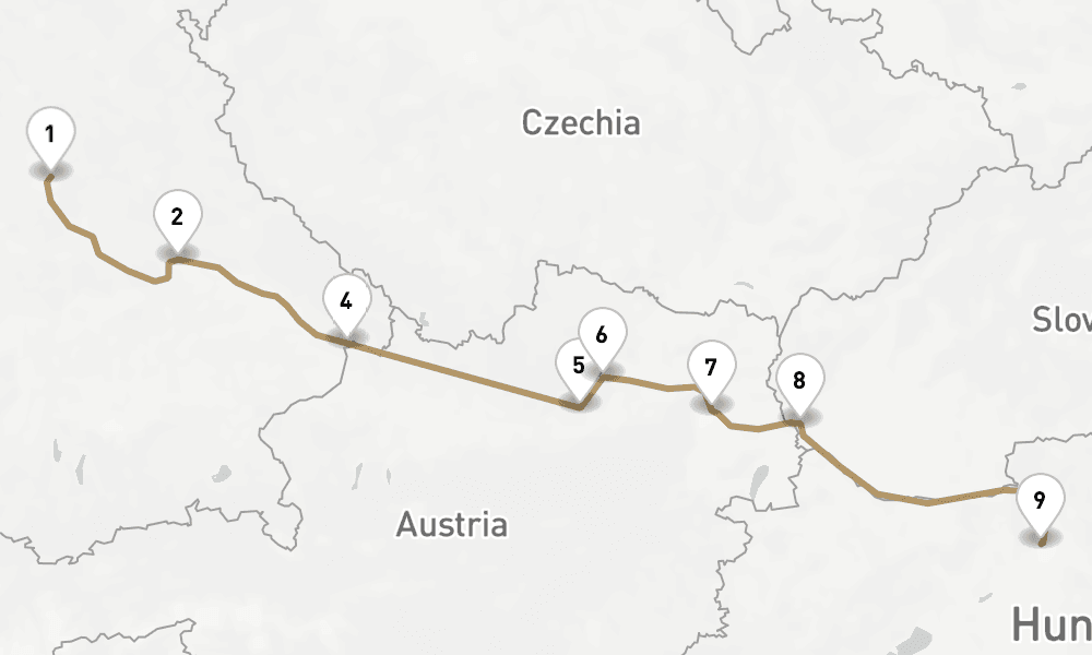 7 nights / 8 days, one-way from Nuremberg to Budapest