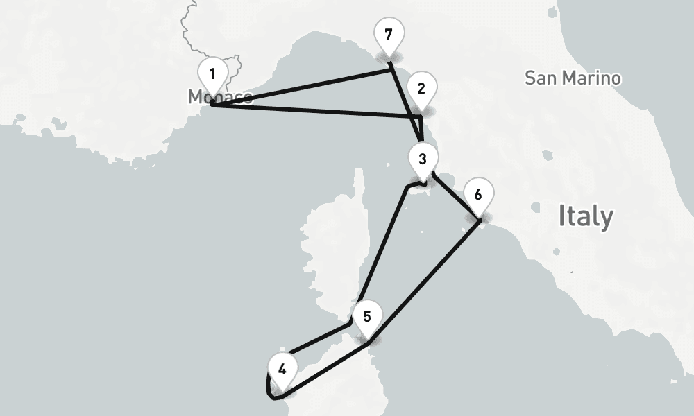 7 nights / 8 days, Villefranche-sur-Mer (Nice, France Riviera) Round trip