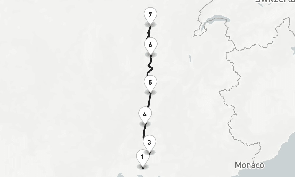 7 nights / 8 days, one-way from Arles to Lyon