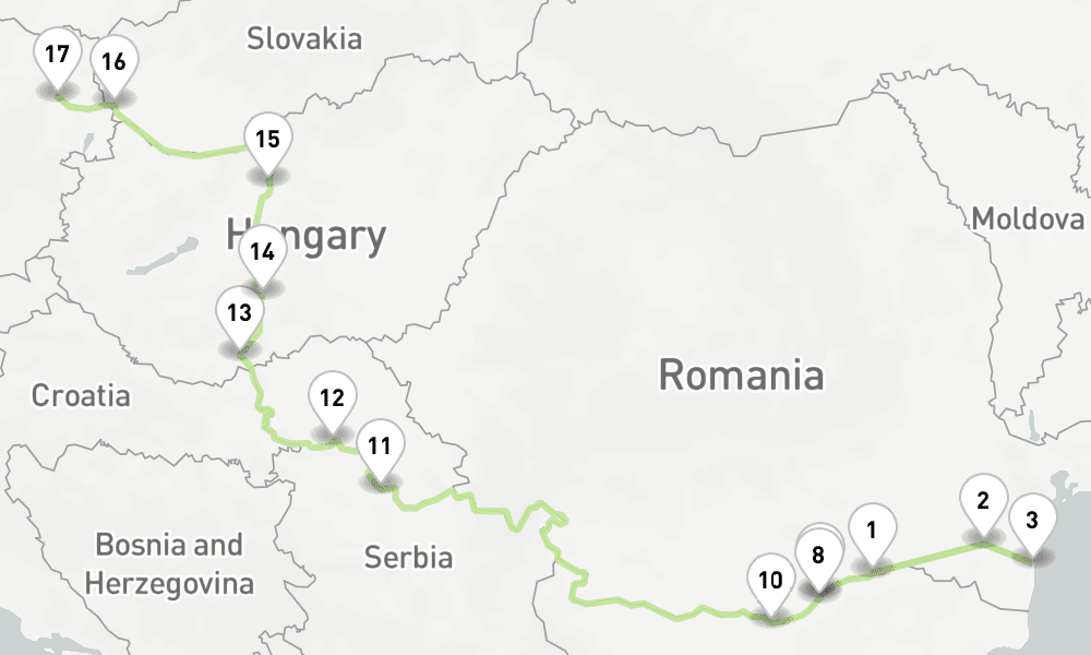 11 nights / 12 days, one-way from Oltenita to Vienna