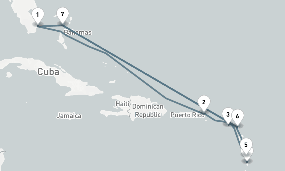 11 nights / 12 days, Miami (Florida) Round trip