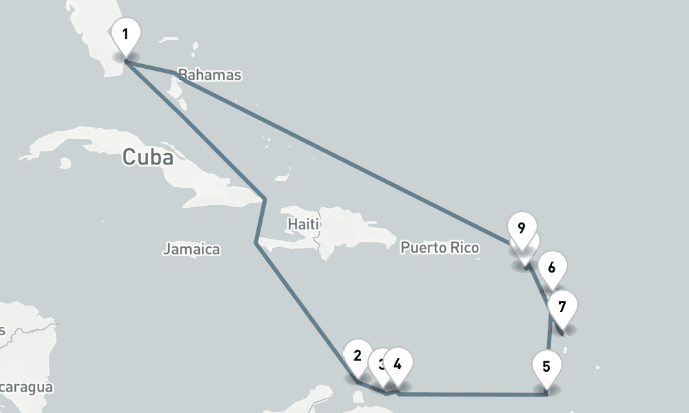 14 nights / 15 days, Miami (Florida) Round trip