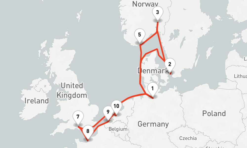 14 nights / 15 days, Hamburg Round trip