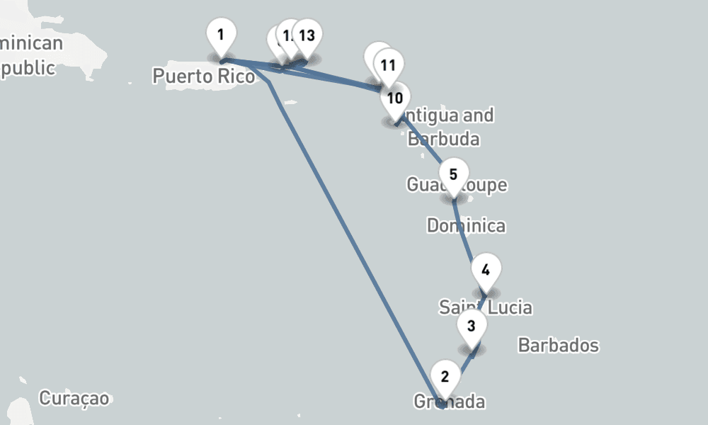 14 nights / 15 days, San Juan (Puerto Rico) Round trip