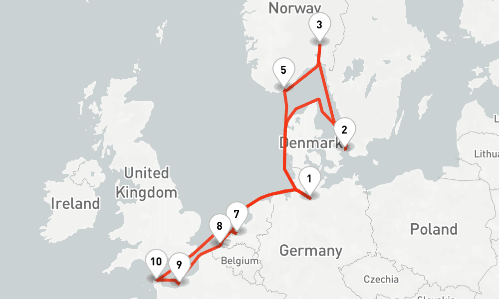 14 nights / 15 days, Hamburg Round trip