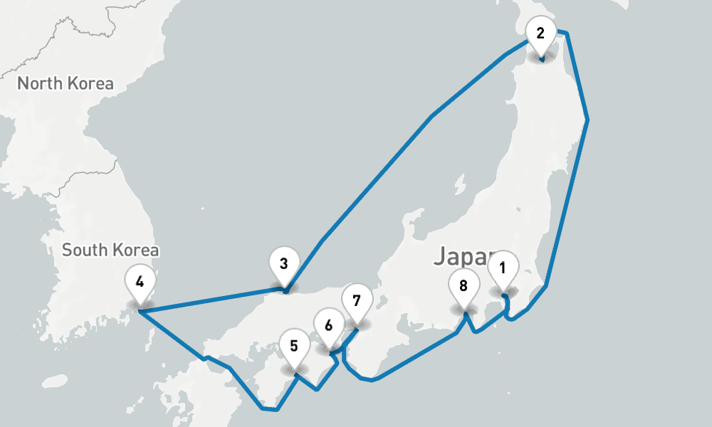 12 days 11 night Yokohama round trip Busan
