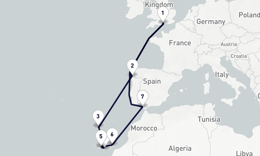 12 nights / 13 days, Southampton (England) Round trip