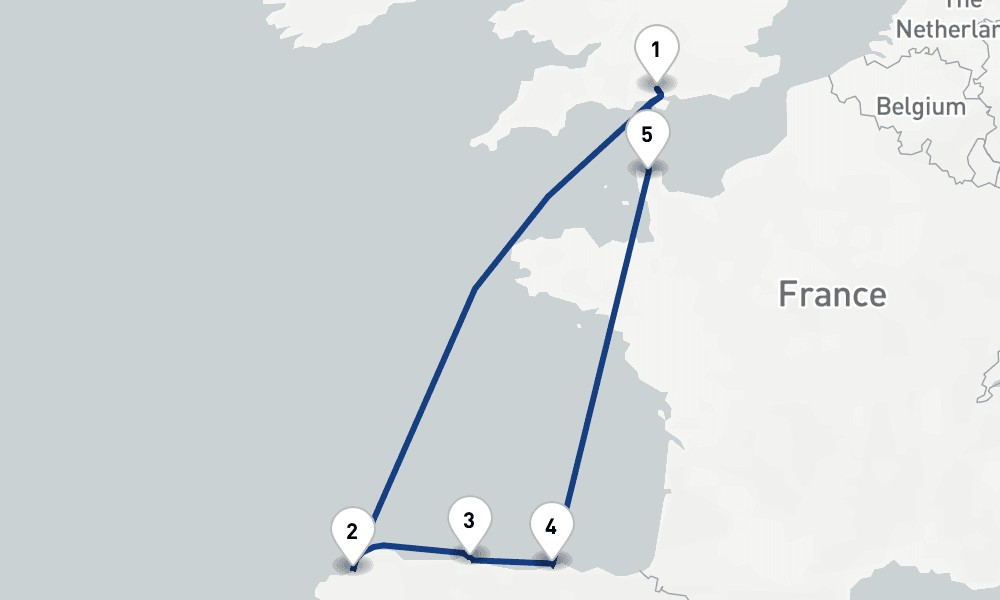 7 nights / 8 days, Southampton (England) Round trip