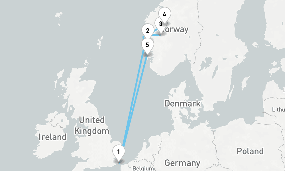 7 nights / 8 days, Dover (England) Round trip