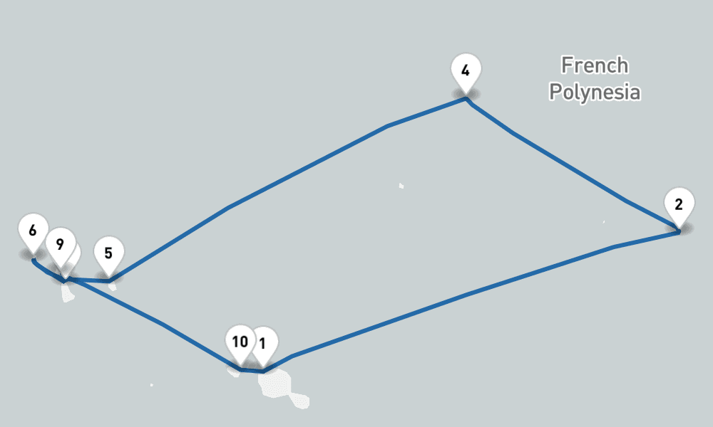 10 nights / 11 days, Papeete (Tahiti Island, French Polynesia) Round trip