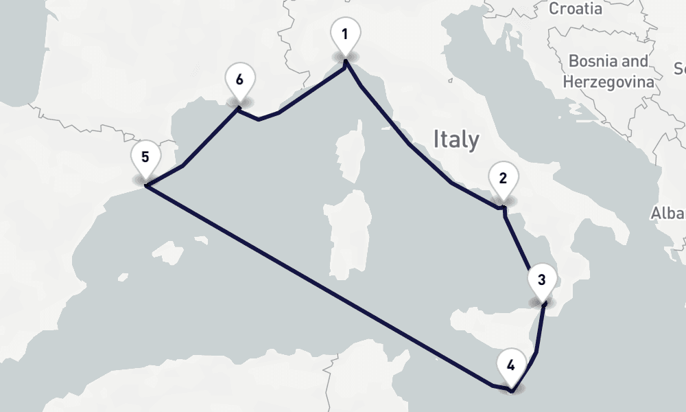 7 nights / 8 days, Genoa Round trip