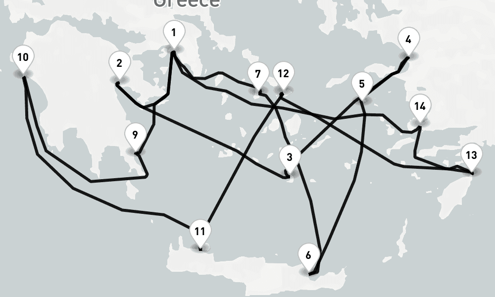 14 nights / 15 days, Piraeus (Athens, Greece) Round trip