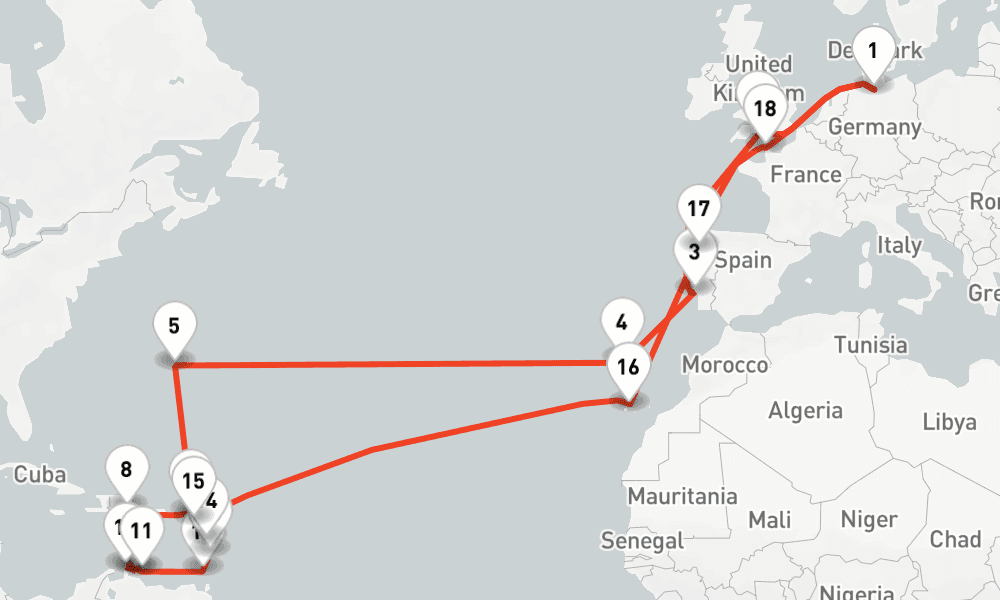43 nights / 44 days, Hamburg Round trip