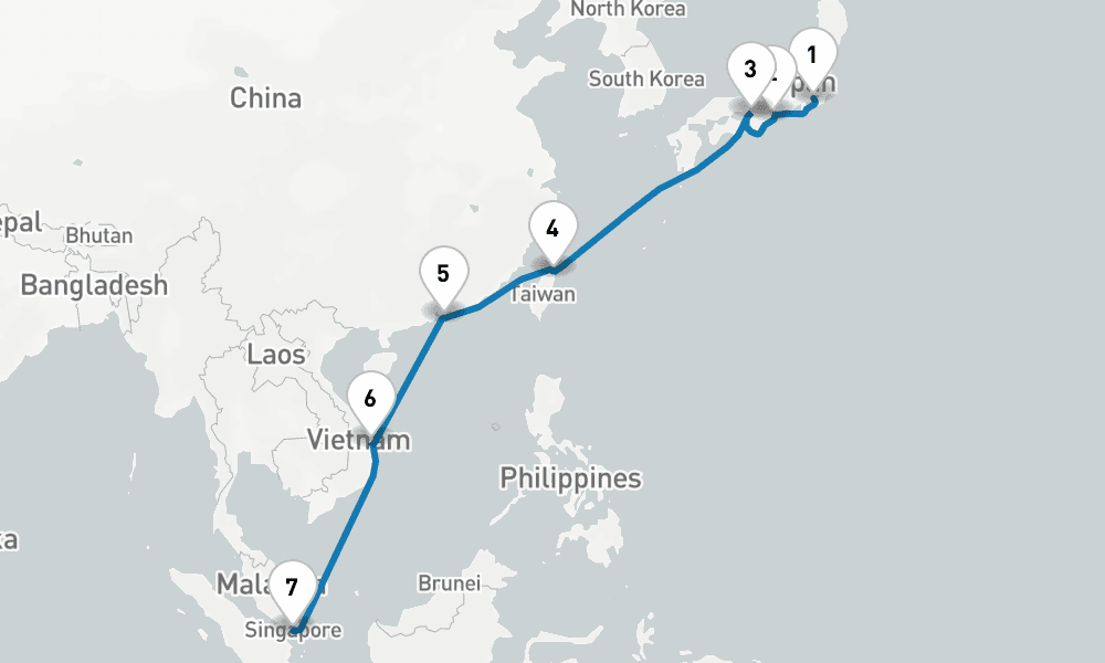 【横浜発/シンガポール着】日本と東南アジア13日間 [M535] 13日間
