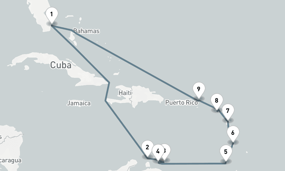 14 nights / 15 days, Miami (Florida) Round trip
