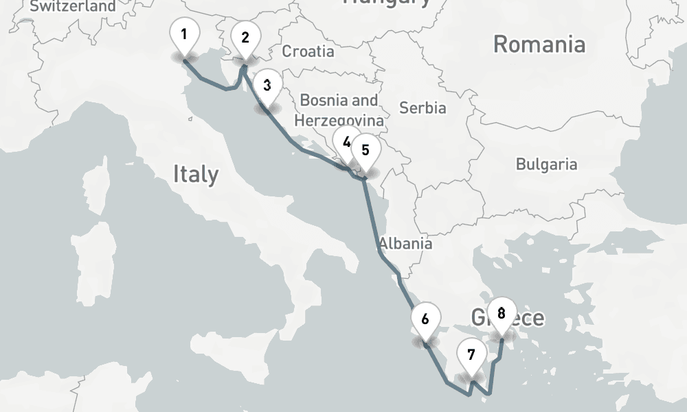 10 nights / 11 days, one-way from Fusina to Piraeus (Athens, Greece)
