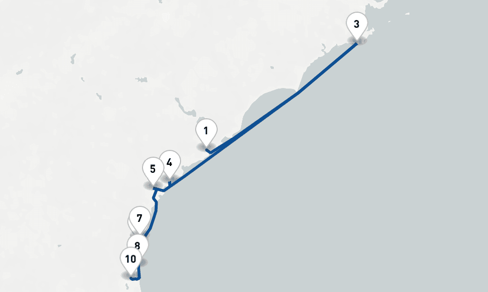 7 nights / 8 days, one-way from Charleston (South Carolina) to Jacksonville (JAXPORT, Florida)