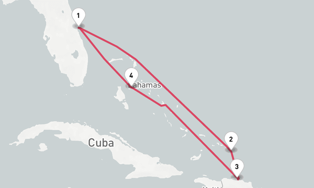 7 nights / 8 days, Port Canaveral (Orlando, Florida) Round trip