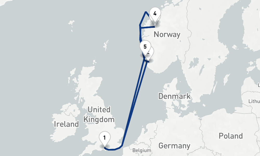 7 nights / 8 days, Southampton (England) Round trip