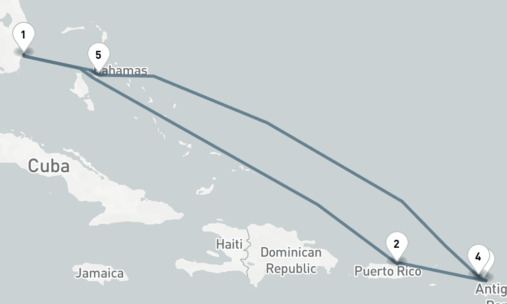 10 nights / 11 days, Miami (Florida) Round trip