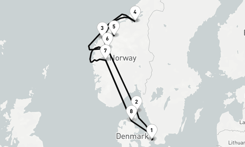 10 nights / 11 days, Copenhagen Round trip