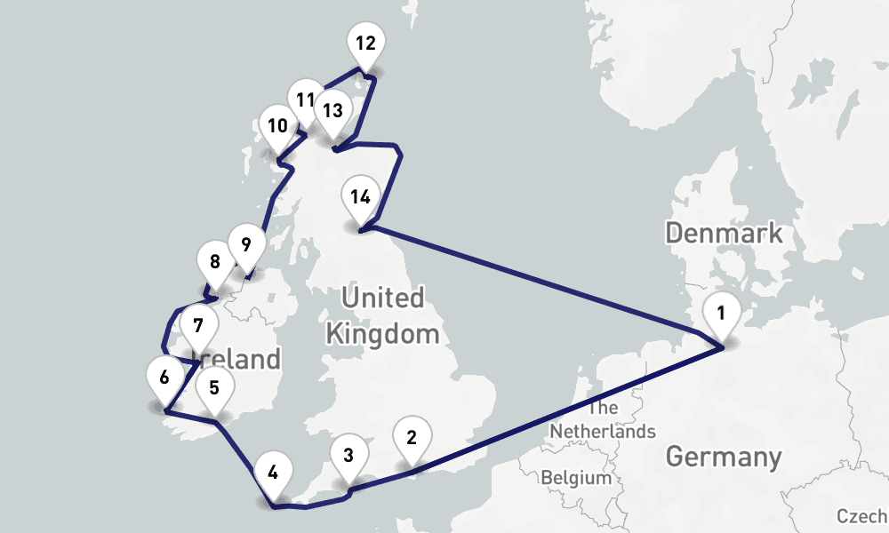 16 nights / 17 days, Hamburg Round trip