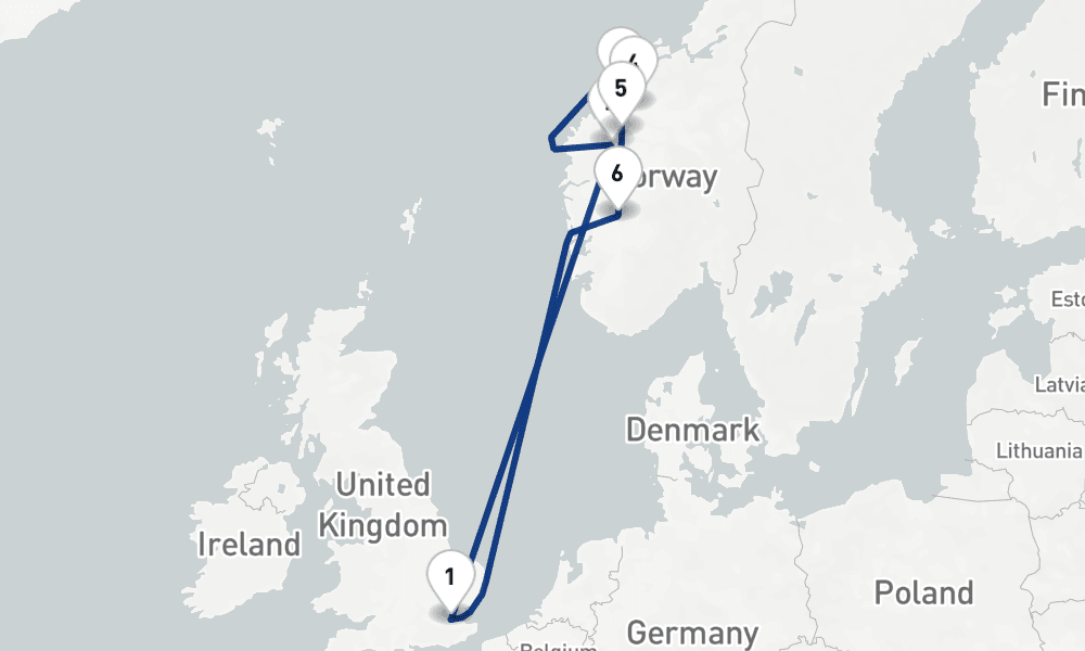 11 nights / 12 days, Tilbury (London, England) Round trip
