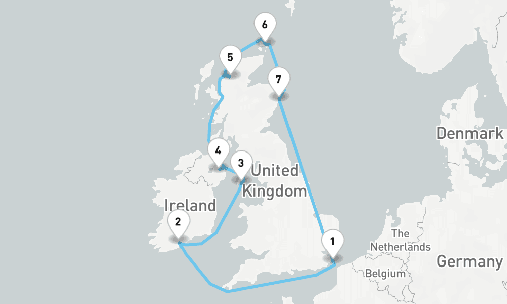 10 nights / 11 days, Dover (England) Round trip
