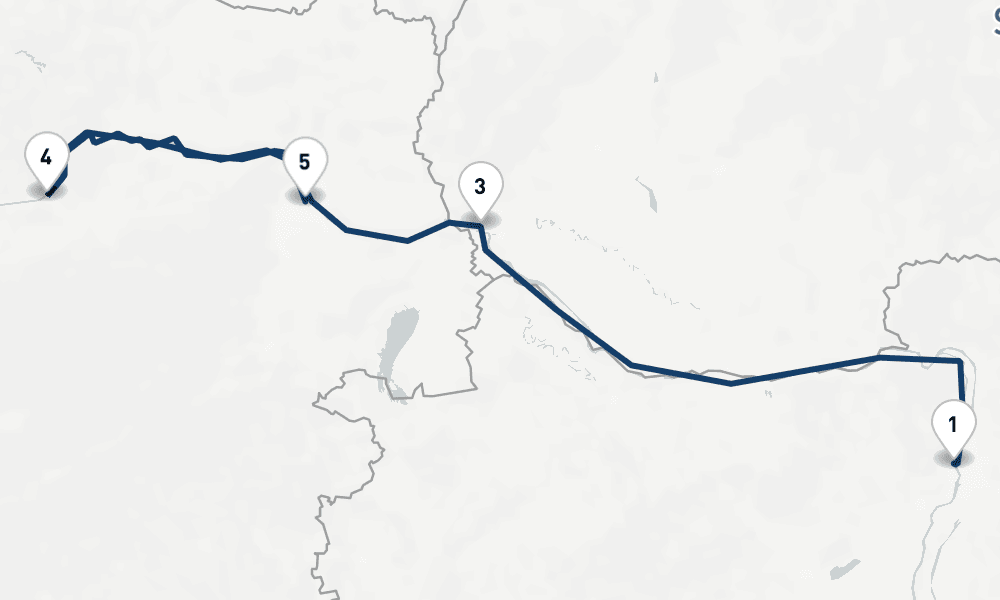 5 nights / 6 days, one-way from Budapest to Vienna