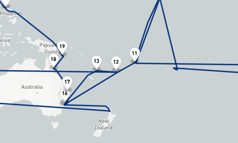 107 nights / 108 days, Southampton (England) Round trip