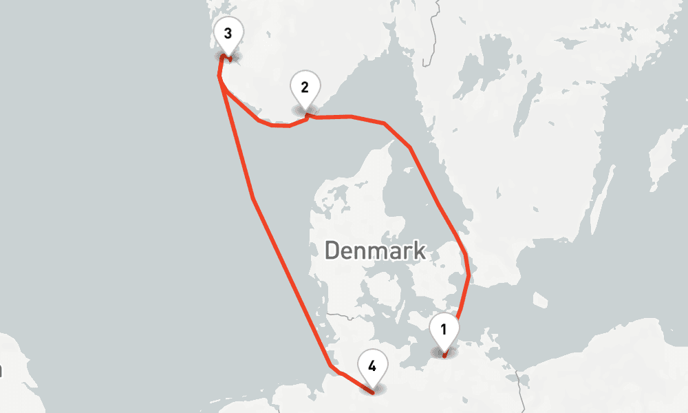 5 nights / 6 days, one-way from Warnemunde (Rostock, Germany) to Hamburg