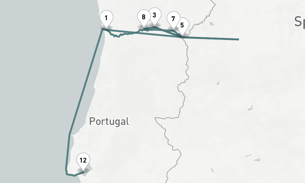 10 nights / 11 days, one-way from Porto to Lisbon