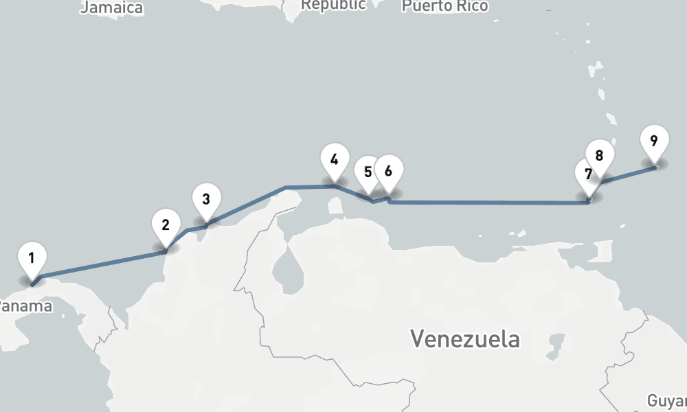 11 nights / 12 days, one-way from Colon to Bridgetown (Barbados)
