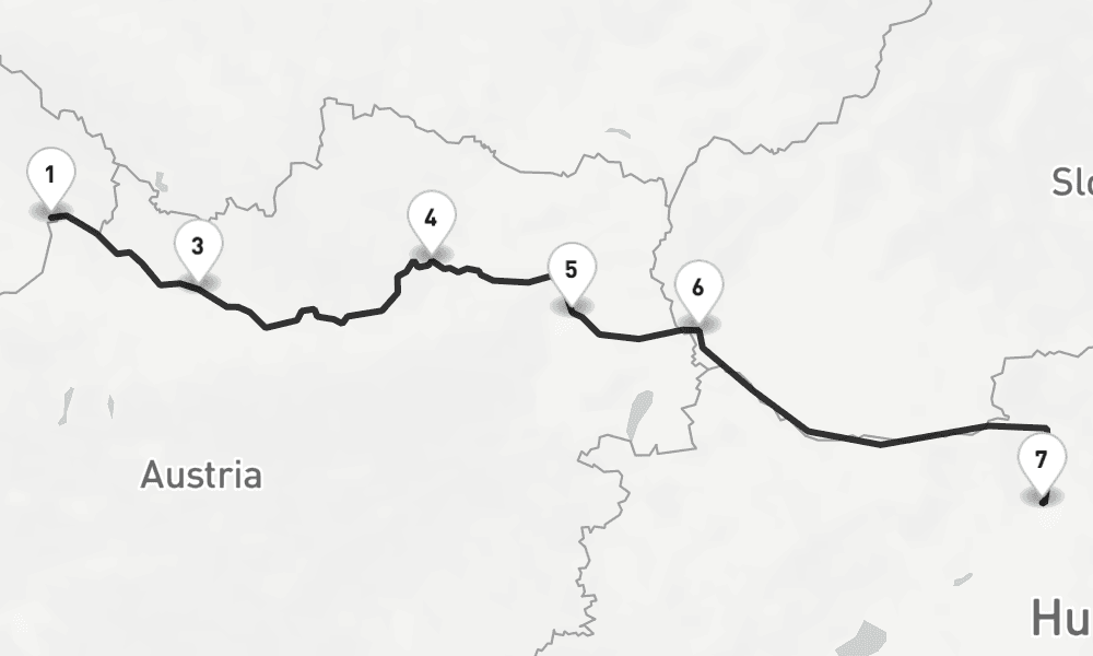 7 nights / 8 days, one-way from Passau to Budapest