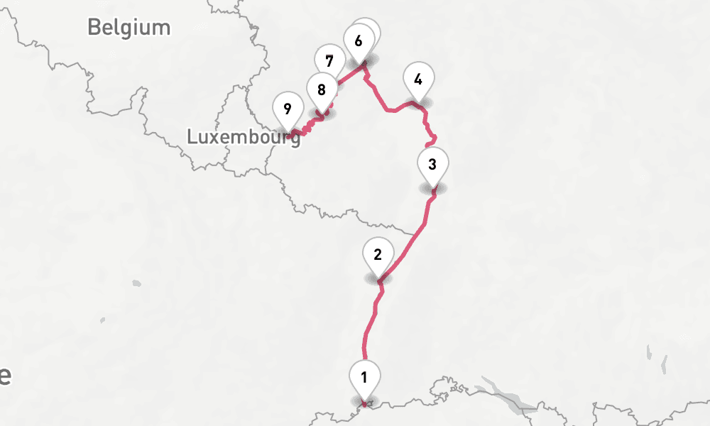 7 nights / 8 days, one-way from Basel to Trier