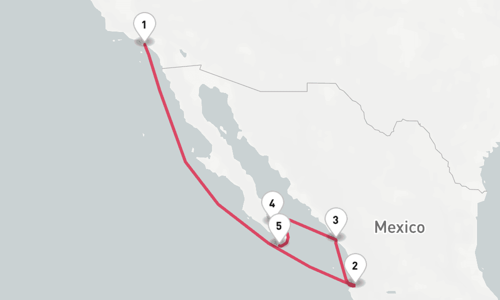 8 nights / 9 days, one-way from Los Angeles (San Pedro / Long Beach) to Cabo San Lucas (Baja California Mexico)