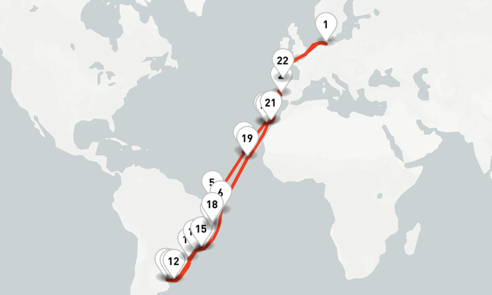 48 nights / 49 days, Hamburg Round trip