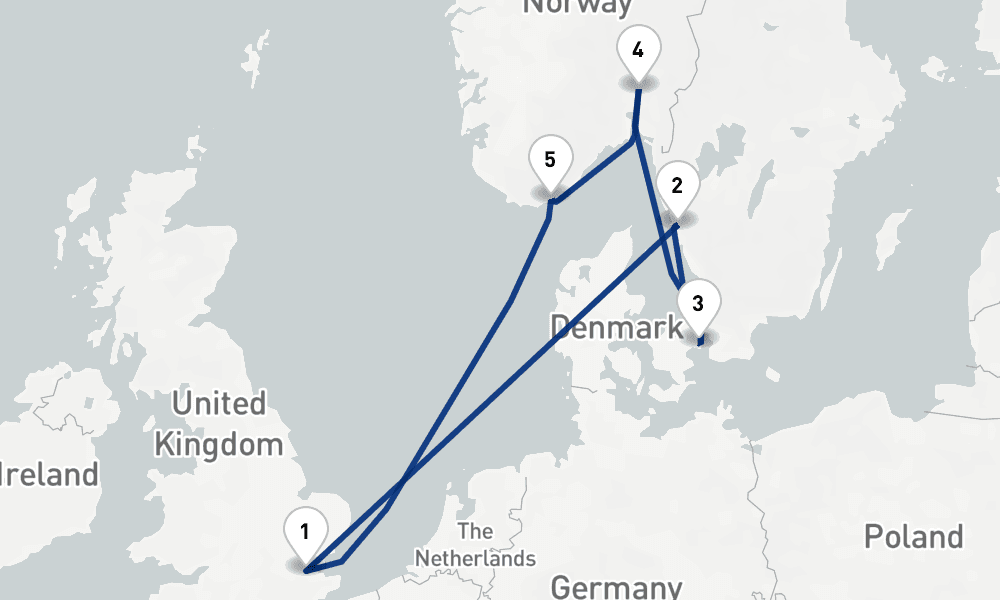 8 nights / 9 days, Tilbury (London, England) Round trip