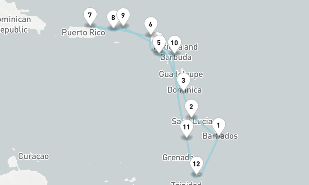 14 nights / 15 days, Bridgetown (Barbados) Round trip
