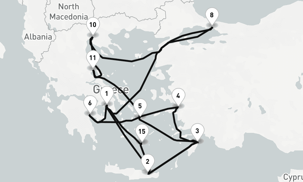 18 nights / 19 days, Piraeus (Athens, Greece) Round trip
