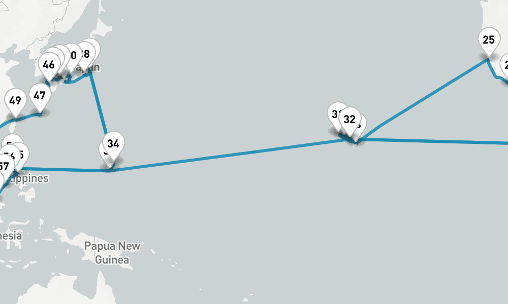 146 nights / 147 days, one-way from Bremerhaven (Bremen, Germany) to Trieste